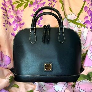 Dooney & Bourke Zip Zip Satchel Black Saffiano Leather EUC